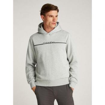 CK Light Grey Heather Split Line Logo Hoodie – Men L