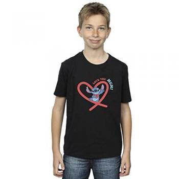 Boy’s Lilo & Stitch Love Your Mum Black Top (Size 5-6)
