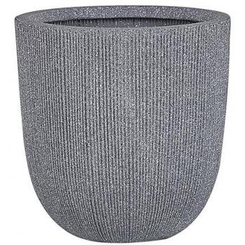 Beliani Chios pot à plantes gris 44 cm, intempéries et UV