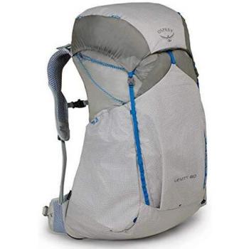 Osprey Levity 60 Men's Ultralight Backpacking Pack with Multiple Storage Pockets and Dual Access Zippers in Parallax Silver