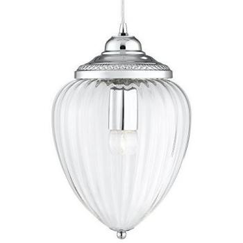Pineapple 1 Light Pendant Chrome Ribbed Glass Shade, E27