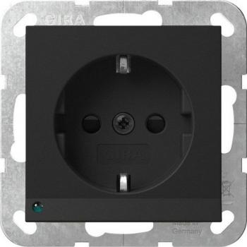 Black Matt SCHUKO Socket with LED Indicator