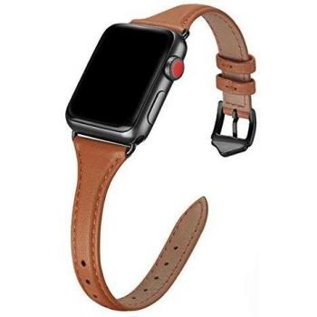 WFEAGL Leather Sport Replacement Band (44mm, Slim Blue Band+Rose Gold Adapter)