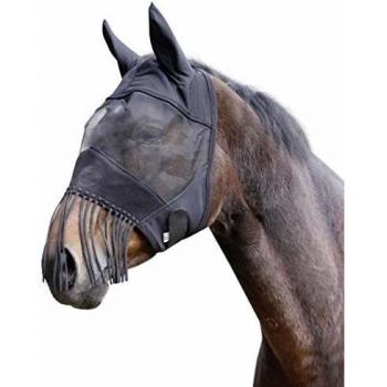 Horse Fly Mask with Ear Protection and Nose Fringe, Size Draft