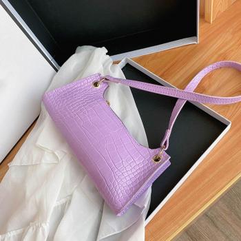 Bolso de hombro de piel sintética de cocodrilo para mujer, bolso portátil, estilo informal