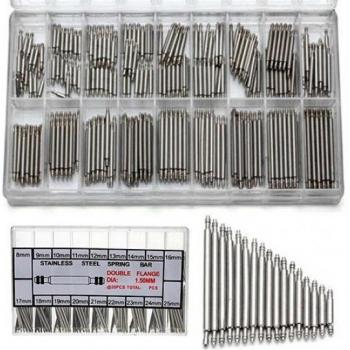 Accessoire de fixation de montre 360 p. – 8 mm‑25 mm, barres à ressort, sangle et broches, acier inoxydable