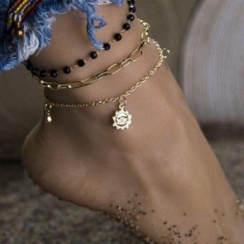 Rhinestone-Embellished Gold Anklet for Women