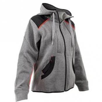 Chaqueta de trabajo negra con cremallera y cuello alto, talla L