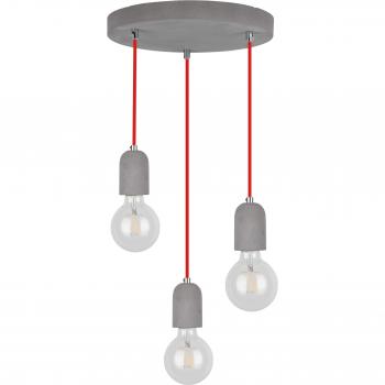 AMORY Retro-Pendellampe – rotes Kabel, Beton, Leuchtmittel optional