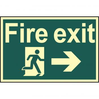 Fire Exit Sign with running man and arrow right 300 x 200mm. Made from