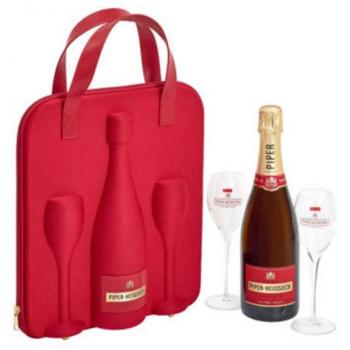 Set Champagne Piper‑Heidsieck Brut – Coffret de 1 Bouteille + 2 Flûtes Portables