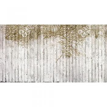 Tapisserie Panoramique Décor Salon Bois Rustique Marron Crème
