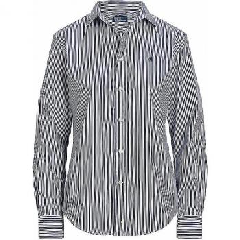 Polo Ralph Lauren Damen Bluse Dunkelblau mit Label-Stitching, Größe 34