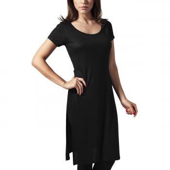 Urban Classics Damen T-Shirt Side Slit Long Tee, S, Schwarz