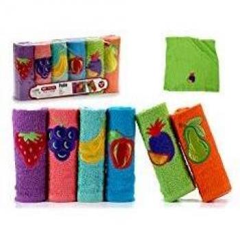 Lot 6 Torchons 50 × 50 cm, Palette Fruits – K‑2