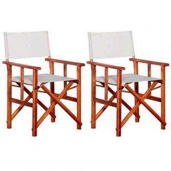 VidaXL Chaises de Jardin en Bois Massif d'Acacia Marron et Blanc