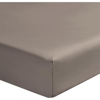 Drap housse marron en satin de coton bio 180x200