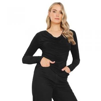 Size 16 Tall Cowl Neck Top – Long Tall Sally Black Edition