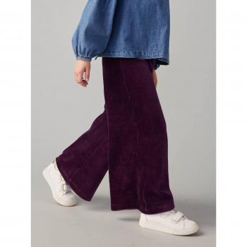 Pantalon Fille Prune Large en Velours