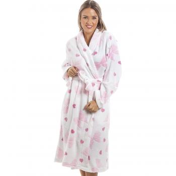Camille Soft Woolen Heart Print Bathrobe