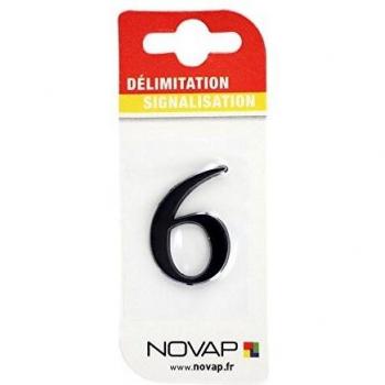 Chiffre 6 en relief noir 60 mm
