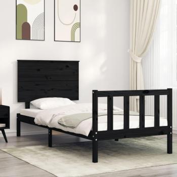 Mueble de Cama Negra con Cabecero en Madera 100x200 – Diseño Premium