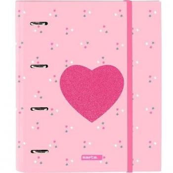 Carpeta de anillas Safta CorazÓn A4 Rosa (27 x 32 x 3.5 cm)