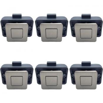 Fixation métallique carrée nickel, pack de 6 loquets boutonnés pour camping-car