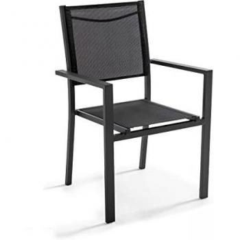 Set di 2 sedie da esterno in alluminio e textilene nero