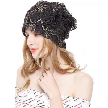 Women's Floral Lace Baggy Beanie