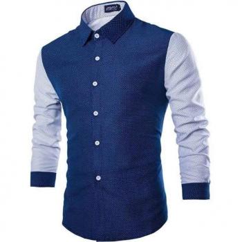 Casual Plaid and Polka Dot Men's Shirt