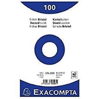 Paquet de 100 fiches bristol unies blanches 125x200mm sous film transparent non per