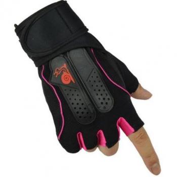 Par de guantes semi-dedo para entrenamiento deportivo con cinturón protector, unisex