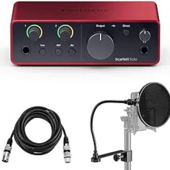 Focusrite Scarlett Solo 4th Generation USB Audio Kit: Interface, Software, XLR Cable & Pop Filter