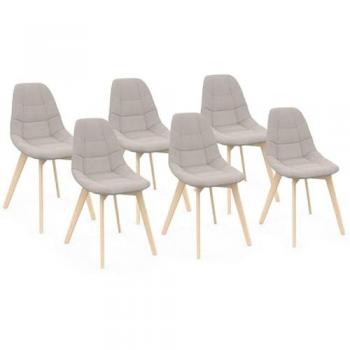Set di 6 sedie Gaby in tessuto beige