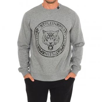 Plein Sport Fipsg603 Men's Grey Long-Sleeved Crew-Neck Sweatshirt
