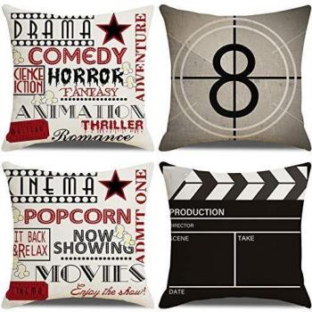 FilmFan Fabric Set – 4 Movie Theater Pattern Cushions