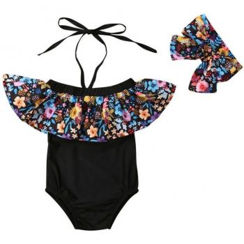 Biquini rose fluo avec volants pour bébés