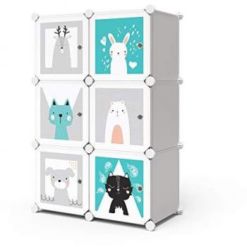Mobile portagiochi bambini Andy, Grigio, 74.5 x 110 cm, 6 scomparti (gatto) Vicco
