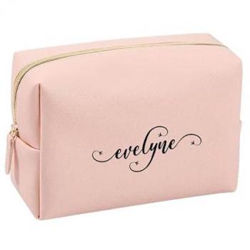 Trousse de toilette rose Taperso avec motif fleur et prénom
