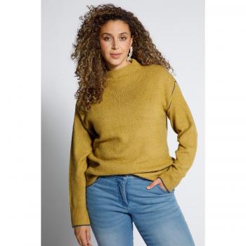 Maglione con colletto alto a costine, Donna, Marrone, Taglia 64/66, Fibre sintetiche/Poliestere