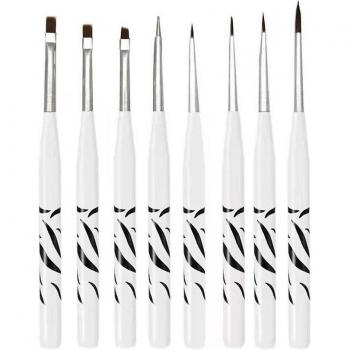 Set di Pennelli per Decorazione Unghie Zebra, 8 Pezzi