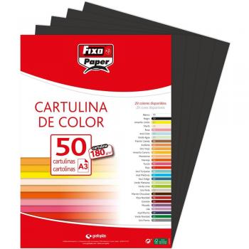 PAQ/50 CARTULINAS FIXO A3 180G. NEGRO