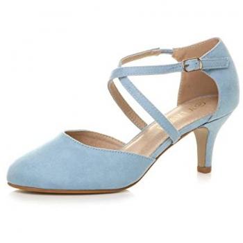 AJVANI 2‑Part High Heel Crossed Strap Footwear – Baby Blue, Size 6