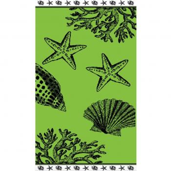 Telo Mare Spiaggia e Piscina Jacquard in Spugna Verde con Disegno Baleari