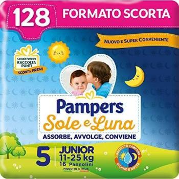 Pampers Sole e Luna Junior Taglio 5, 128 Pezzi Unisex per Bambini