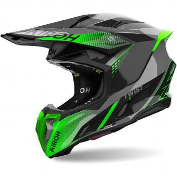Casco motocross Airoh Twist 3 Shard nero verde lucido taglia XS