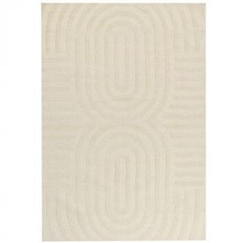 Alfombra moderna de lana beige 160 x 230 cm con diseño geométrico
