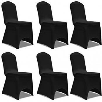 VidaXL Pack of 6 Black Stretch Chair Covers for Banquet Seating