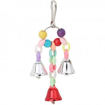 Jouet d'accroche pour oiseaux avec perles et cloche